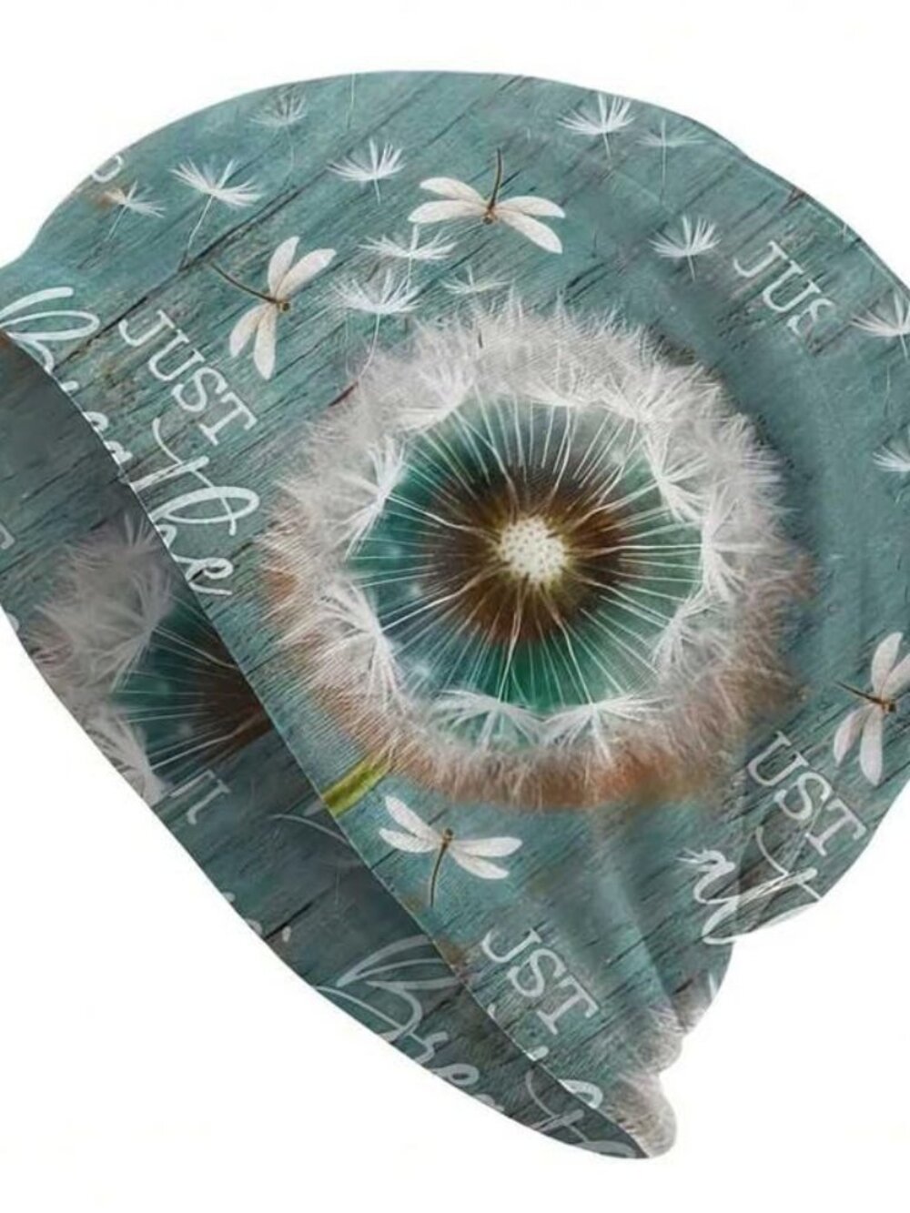 Slouchy Beanie for Women Just Breathe Dandelion Skull Cap Lightweight Hat